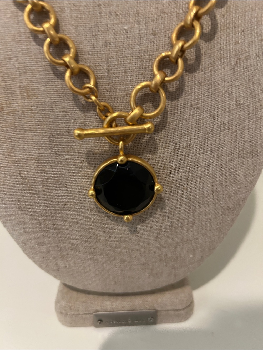 Julie Vos honey bee ๐ Demi Gold-Tone Chain Necklace with Black Stone Pendant - Picture 3 of 6